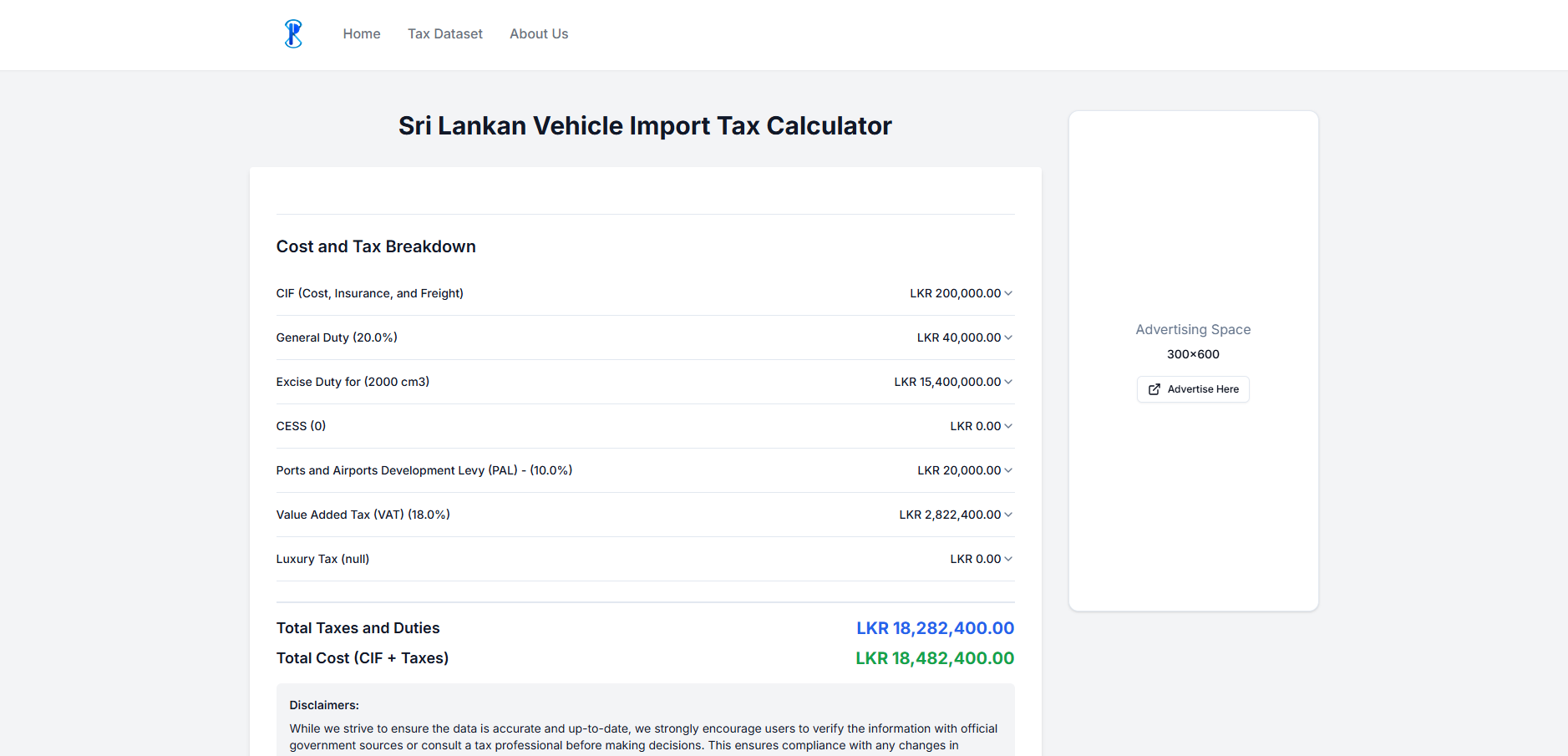 Vehicle Tax Calculator